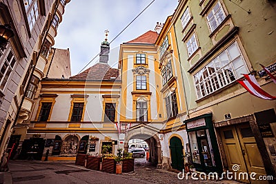 SchÃ¶nlaterngasse â€“ beautiful latern alley â€“ in Vienna, Austria Editorial Stock Photo